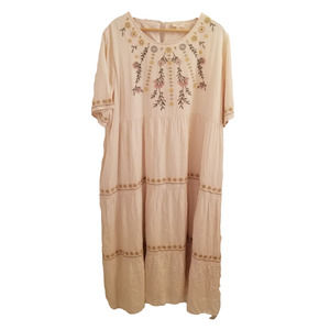 Orange Creek Tiered Prairie Midi Maxi Dress Size 2X Ivory Embroidered W/ Pockets